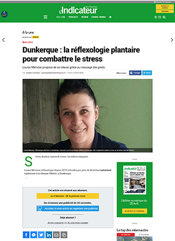 L'Indicateur des Flandres parle du livre sur la réflexologie pour enfants