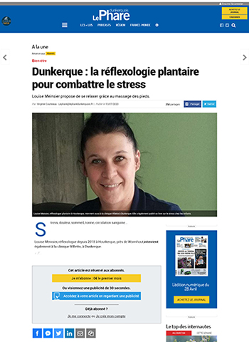 Le Phare Dunkerquois parle du livre sur la réflexologie pour enfants